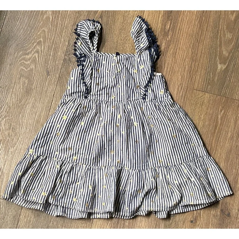 Cat and Jack Girl‎ Dress Blue/white stripes sparkly metallic stars/stripes, 4T